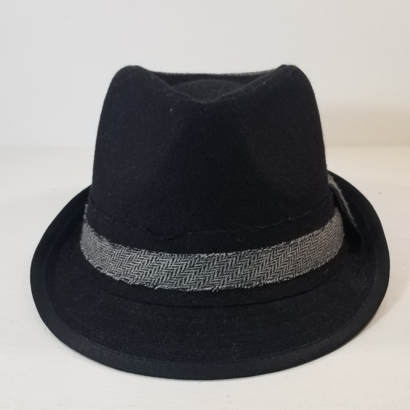 COPY - Mens Fedora Black & Gray Wool Blend Hat - Picture 2 of 9